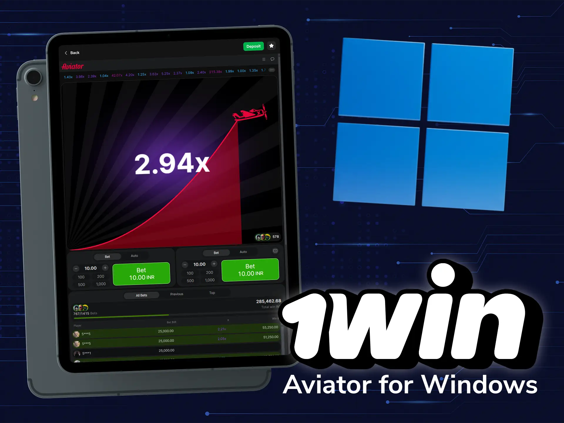 If you want to play Aviator on a laptop or PC, download the 1win desktop version.